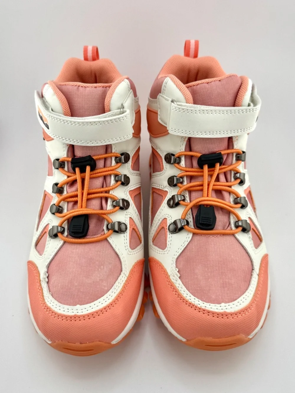 R Cord Hiking Boots/Big Kids/High Top/Drawstring/Peach & White/Waterproof/Sz 5